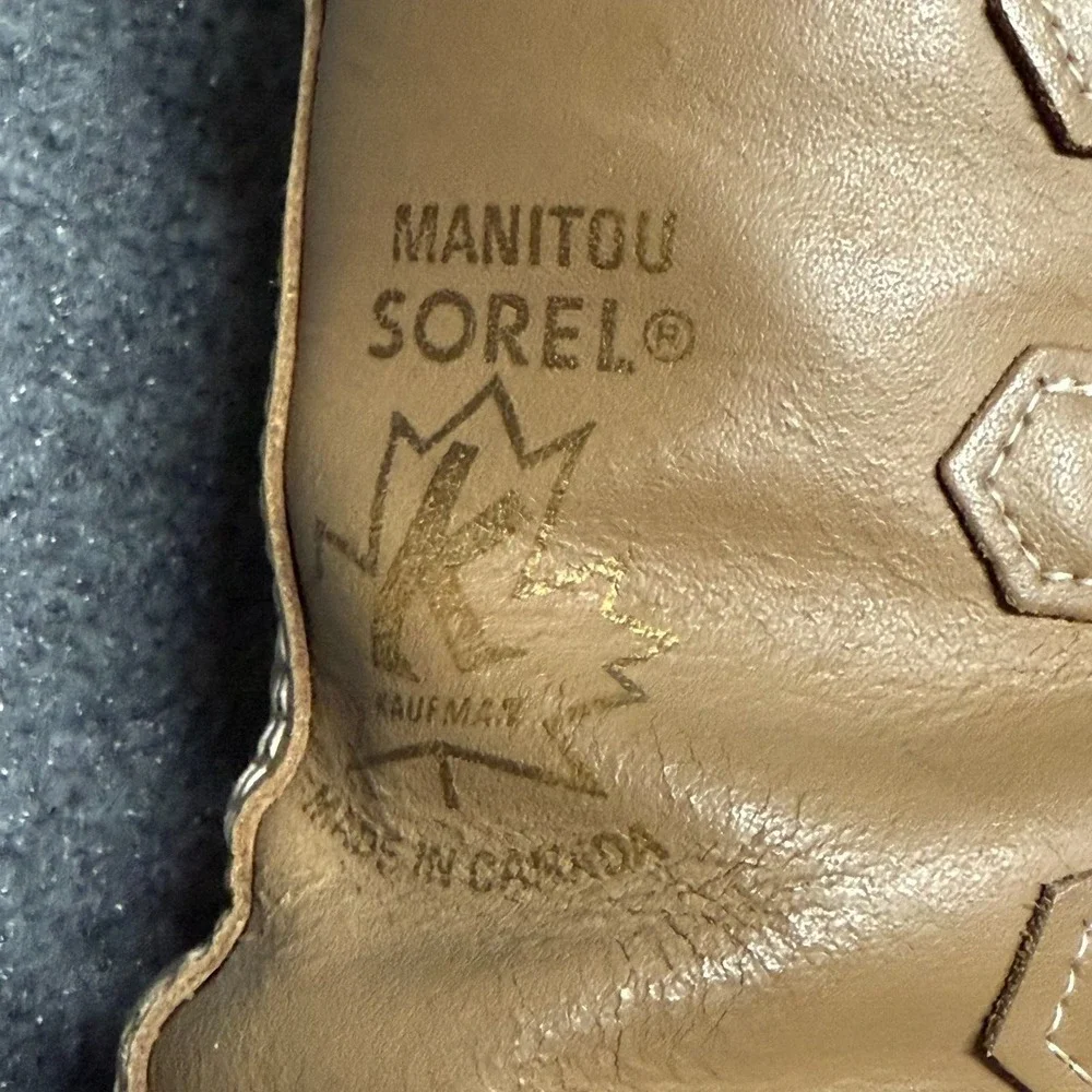Sorel Boots Womens 6 Tan Manitou Kaufman Made In Canada Shearling Winter